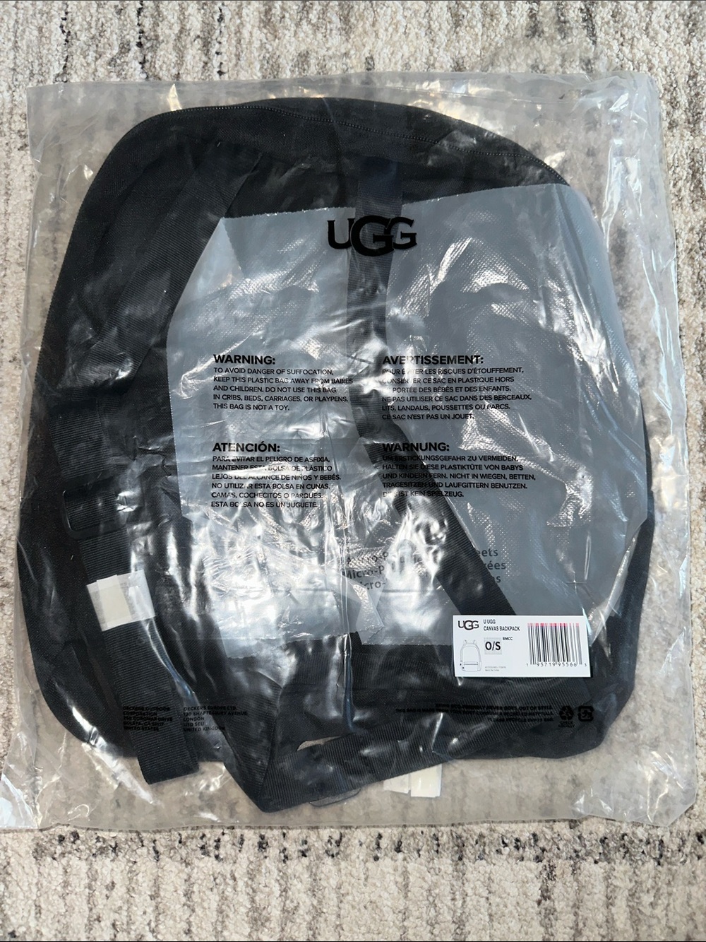UGG Black Multicolor Geometric Check Backpack - Picture 4 of 4